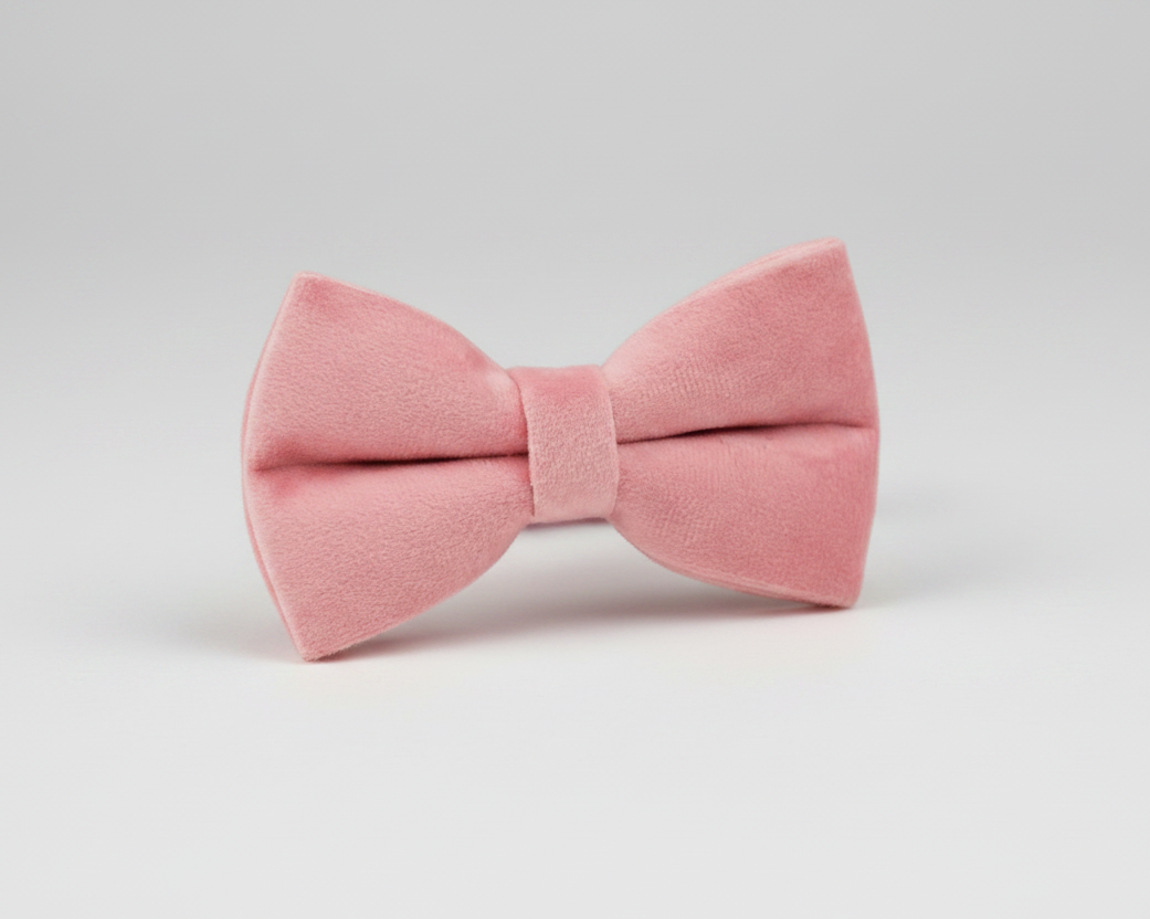 Pink velvet bow collar accessory in soft pink with matching band