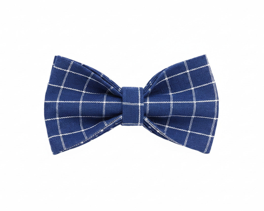 Plaid Dark Blue Fliege mit weiß kariertem Muster