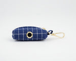 Plaid Dark Blue Poop Bag Holder mit goldfarbenem Karabinerclip