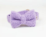 Purple teddy bowtie accessory with gold ring attachment