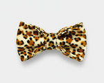 Velvet leopard bow tie accessory with bow and center knot