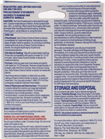 Flea and tick collar package back panel with usage, storage, and warning text