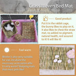 Grass woven bed mat with thick straw texture, rectangular pet bedding