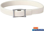 White cat flea and tick collar with breakaway buckle and grey adjustment piece