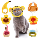 Tiger-themed plush pet hat with striped face and large blue eyes