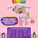 Prenatal pet vitamin supplement bottle with “What’s inside” ingredients panel