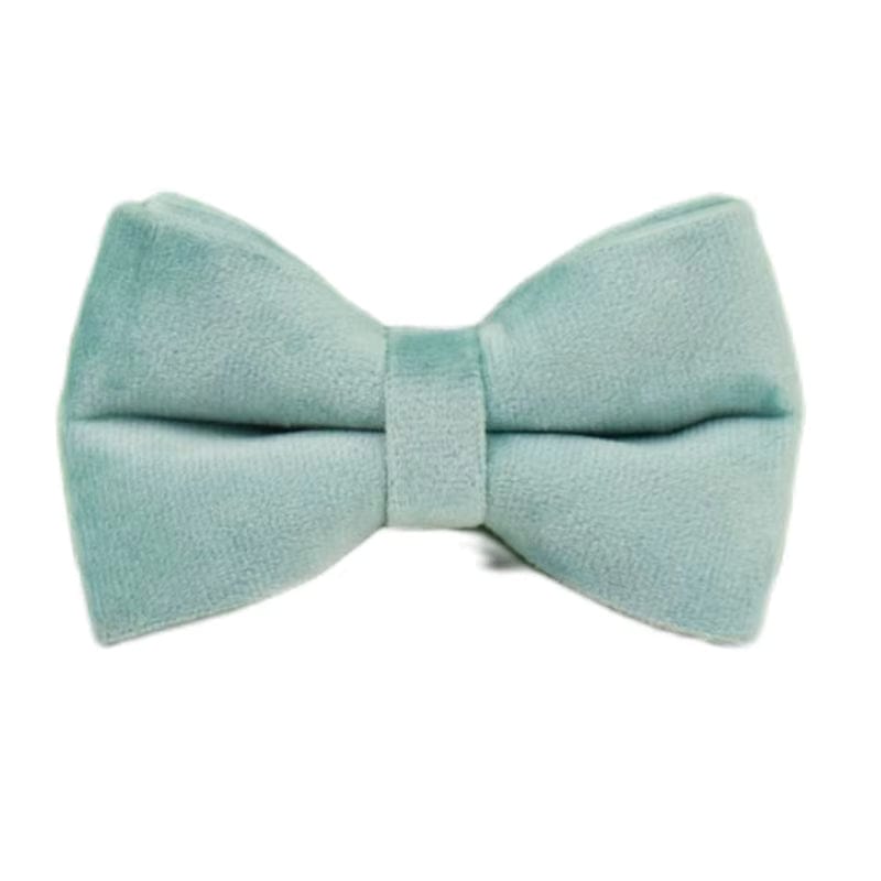 Teal velvet bow tie with center band