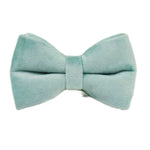 Teal velvet bow tie with center band