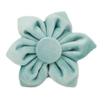 Teal velvet flower accessory with layered petals