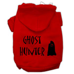 Pet Halloween hoodie with baby blue hood and 'Ghost Hunter' ghost graphic