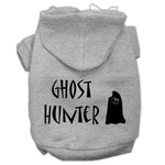 Pet Halloween hoodie with blue hood and 'Ghost Hunter' ghost graphic