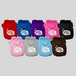 Pet hoodie multipack with colorful front logo prints in red, blue, purple, pink, black, and more