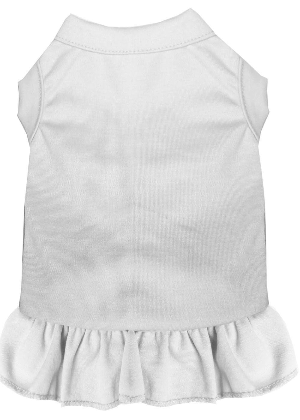 White pet dog and cat dress with sleeveless cut and ruffled hem