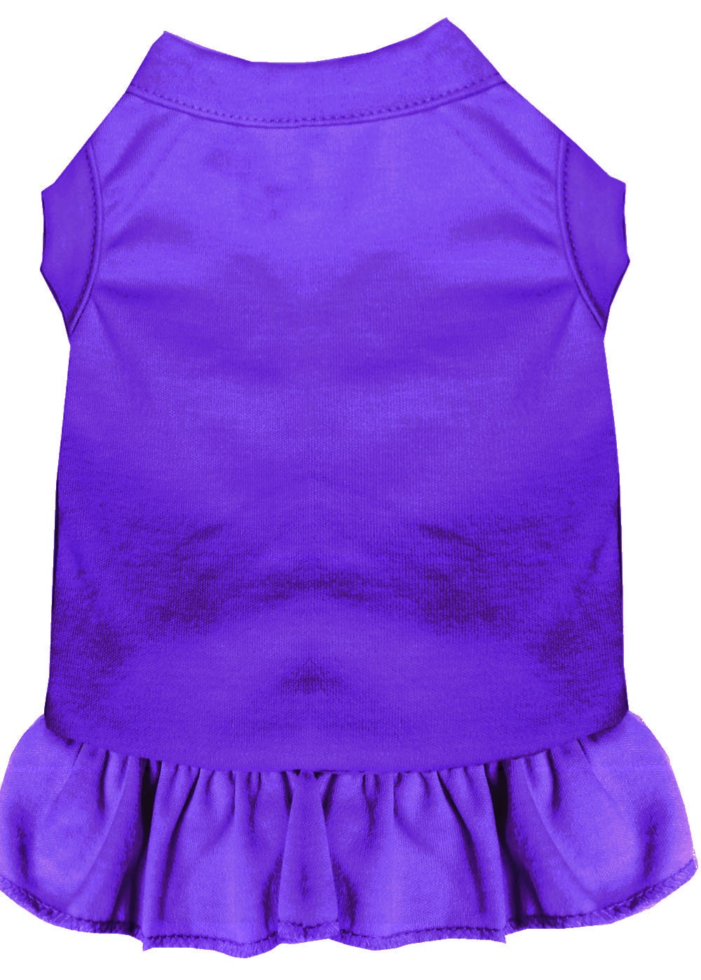 Purple pet dog and cat dress with sleeveless cut and ruffled hem