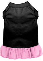 Black pet dog and cat dress with pink ruffled hem