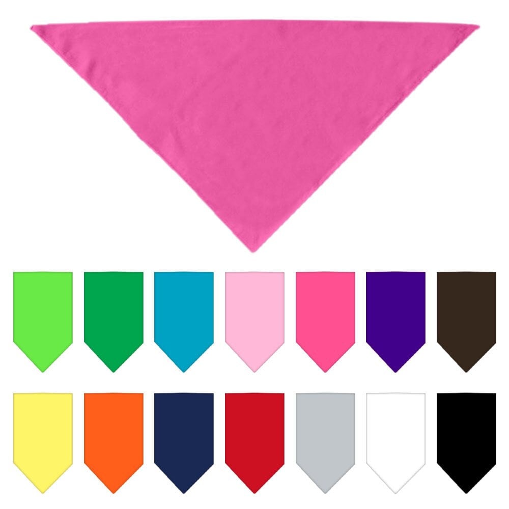 Pink pet bandana with a triangular bib shape, plain screen-print style front