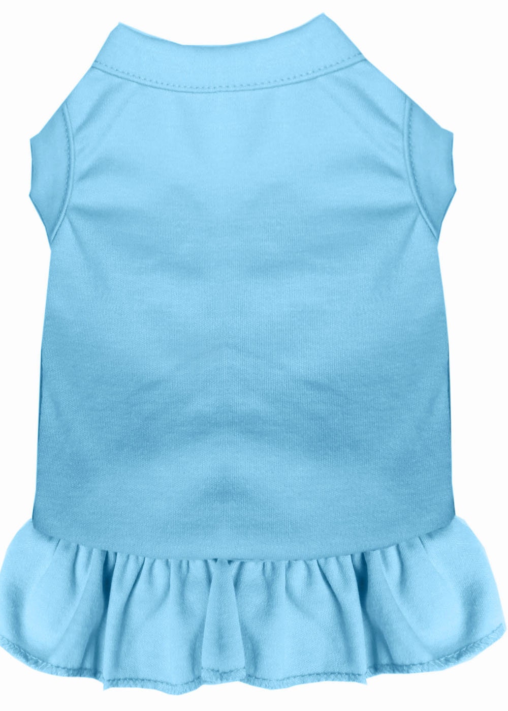 Light blue pet dog and cat dress with sleeveless cut and ruffled hem