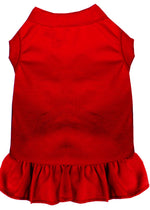 Red pet dog and cat dress with sleeveless cut and ruffled bottom