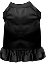 Black pet dog and cat dress with sleeveless cut and ruffled bottom