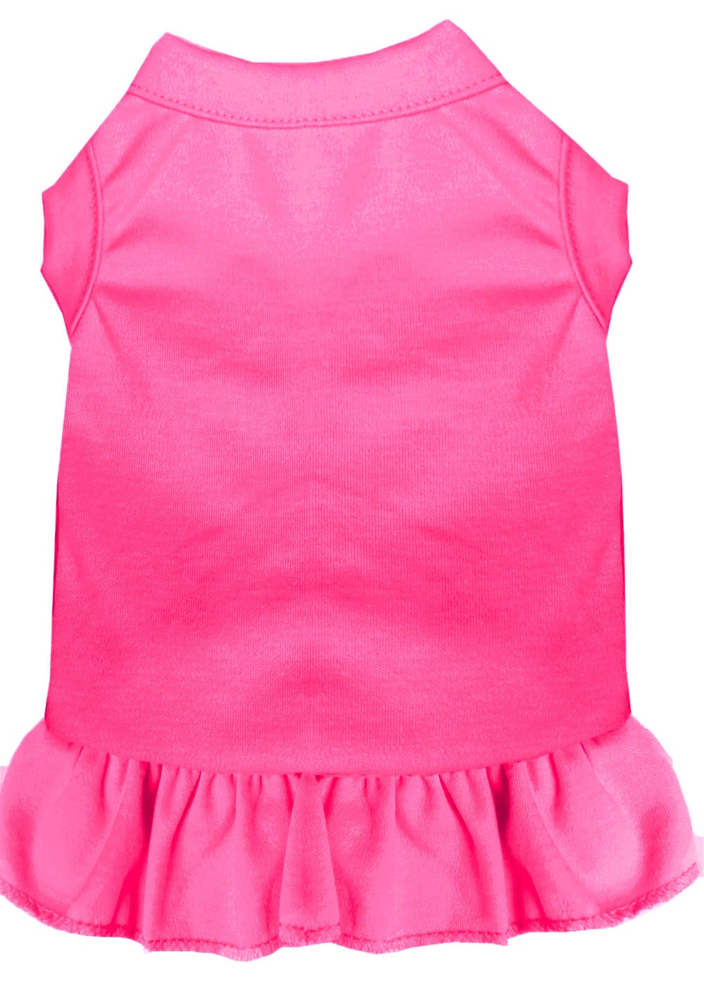 Bright pink pet dog and cat dress with ruffled hem and sleeveless cut