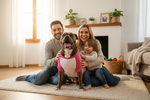 Dog wearing raglan baseball pet shirt, white body with pink raglan sleeves