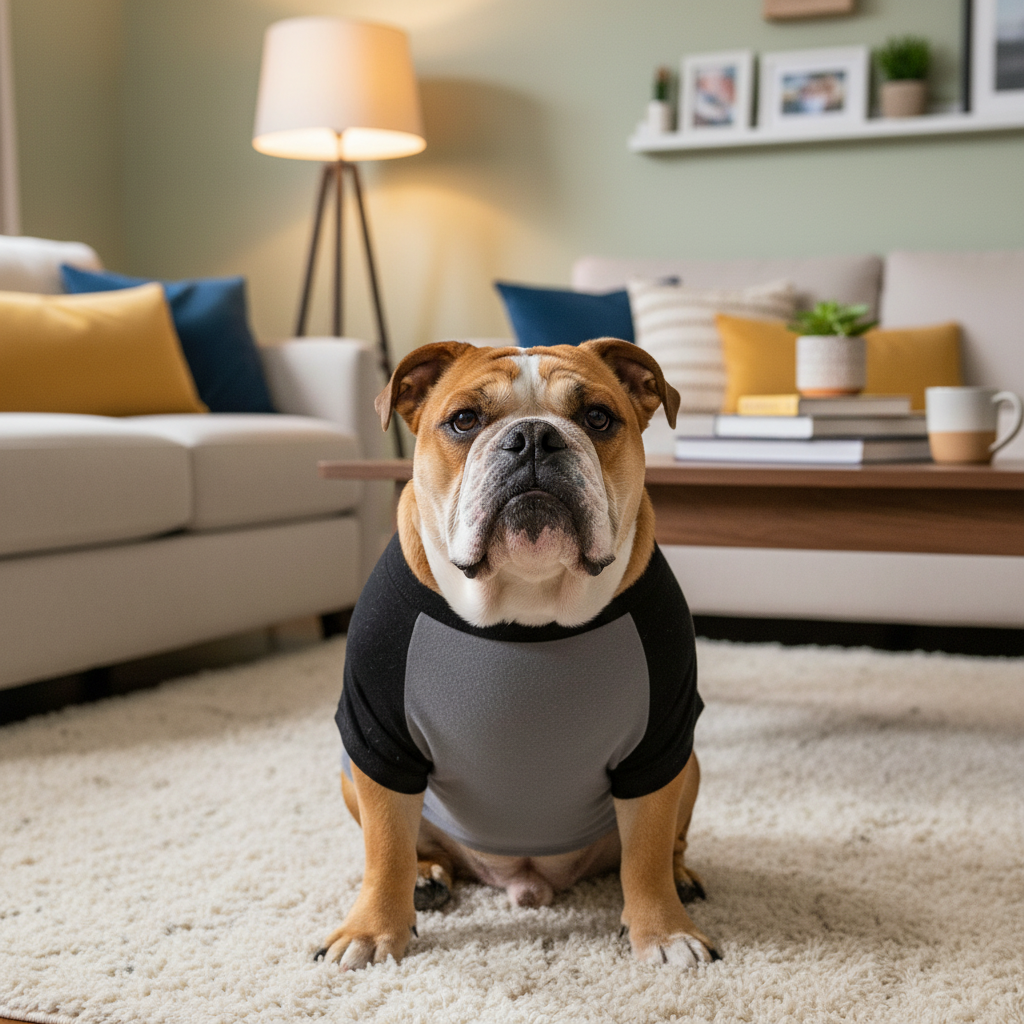 Raglan baseball pet shirt: black raglan sleeves, gray body