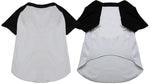 Raglan baseball pet shirt set, white body with black raglan sleeves