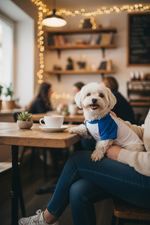 Raglan baseball pet shirt on dog, blue with raglan sleeves