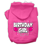 Pink pet hoodie with hood and “Birthday Girl” printed graphic