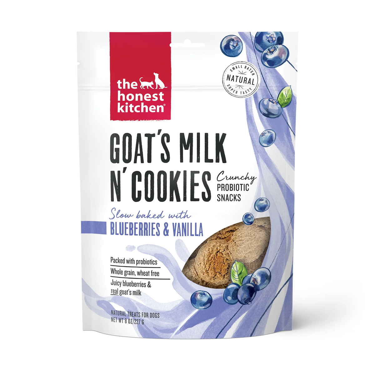 Goat milk n' cookies dog treats bag, blueberry & vanilla flavor, 8 oz