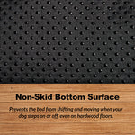 Gray ombre swirl pet bed with dotted non-skid bottom surface detail