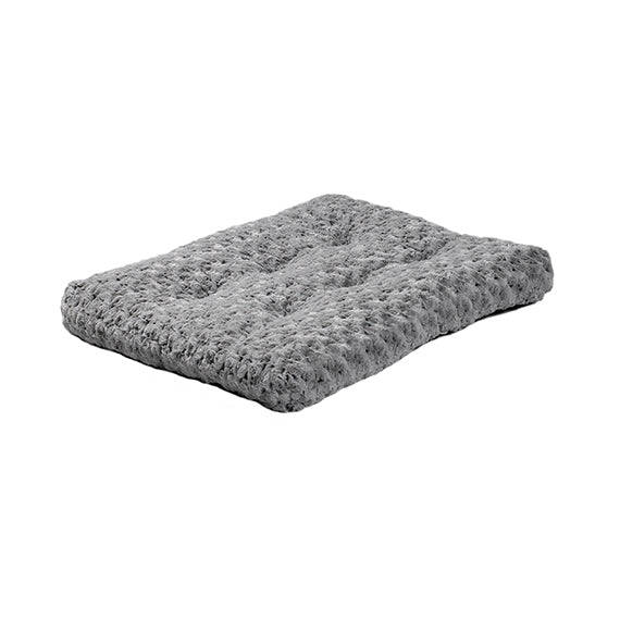 Gray ombre swirl pet bed cushion, plush rectangular with raised edges