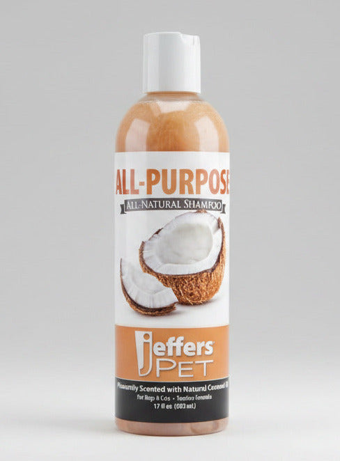 Pawrfection All-Purpose Natural Shampoo bottle for dogs & cats with coconut shell label