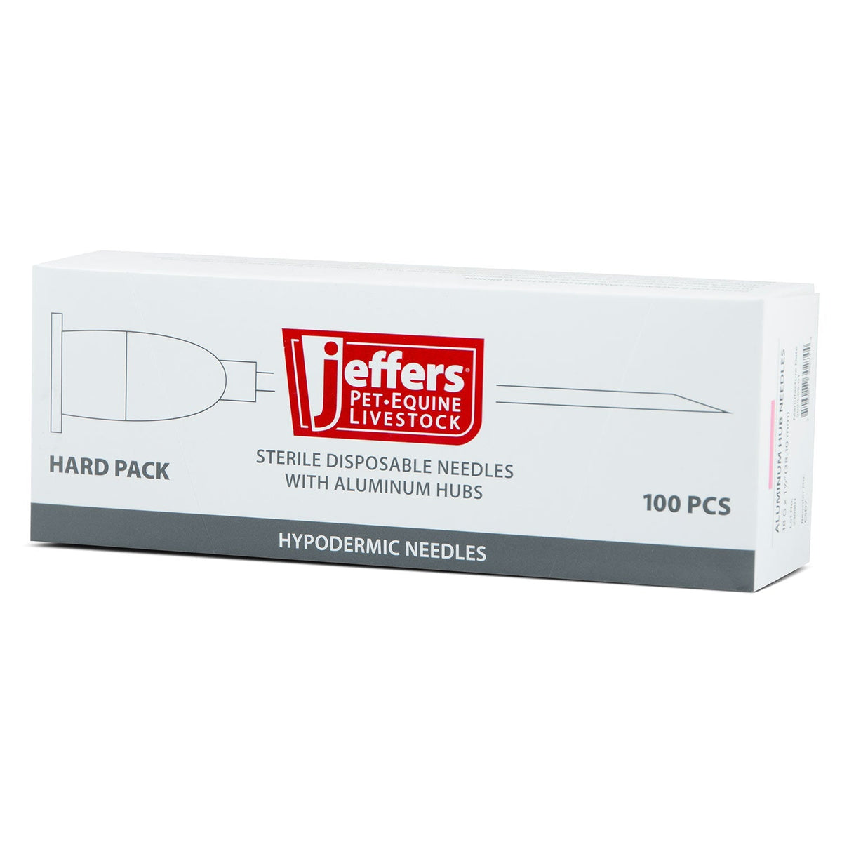 Sterile disposable hypodermic needles with aluminum hubs, 100 pcs hard pack