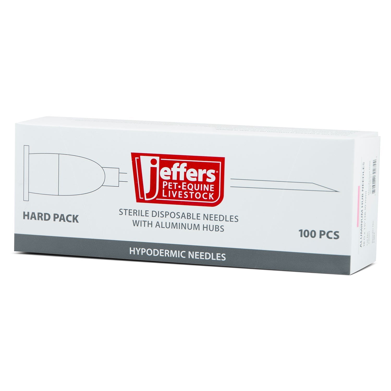Sterile disposable hypodermic needles with aluminum hubs, 100 pcs hard pack
