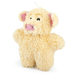 Cream fuzzy pig plush squeaker dog toy with pink snout and soft fuzzy body