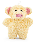 Cream fuzzy pig plush squeaker dog toy with pink snout and floppy ears