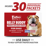 Jeffers Pet Belly Buddy probiotic powder for dogs, red carton with 30 individual packets