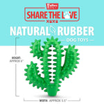 Green cactus-shaped dental chew toy with raised nubs and center ridges