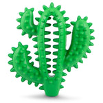 Green cactus-shaped dental chew toy with raised nubs and ridges