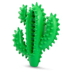 Green cactus-shaped dental chew toy with raised nubs on side arms