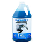 Brightening blue whitening horse shampoo bottle, blue cap and blue-and-white label