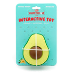 Interactive toy package with avocado-shaped floating rubber dog chew toy