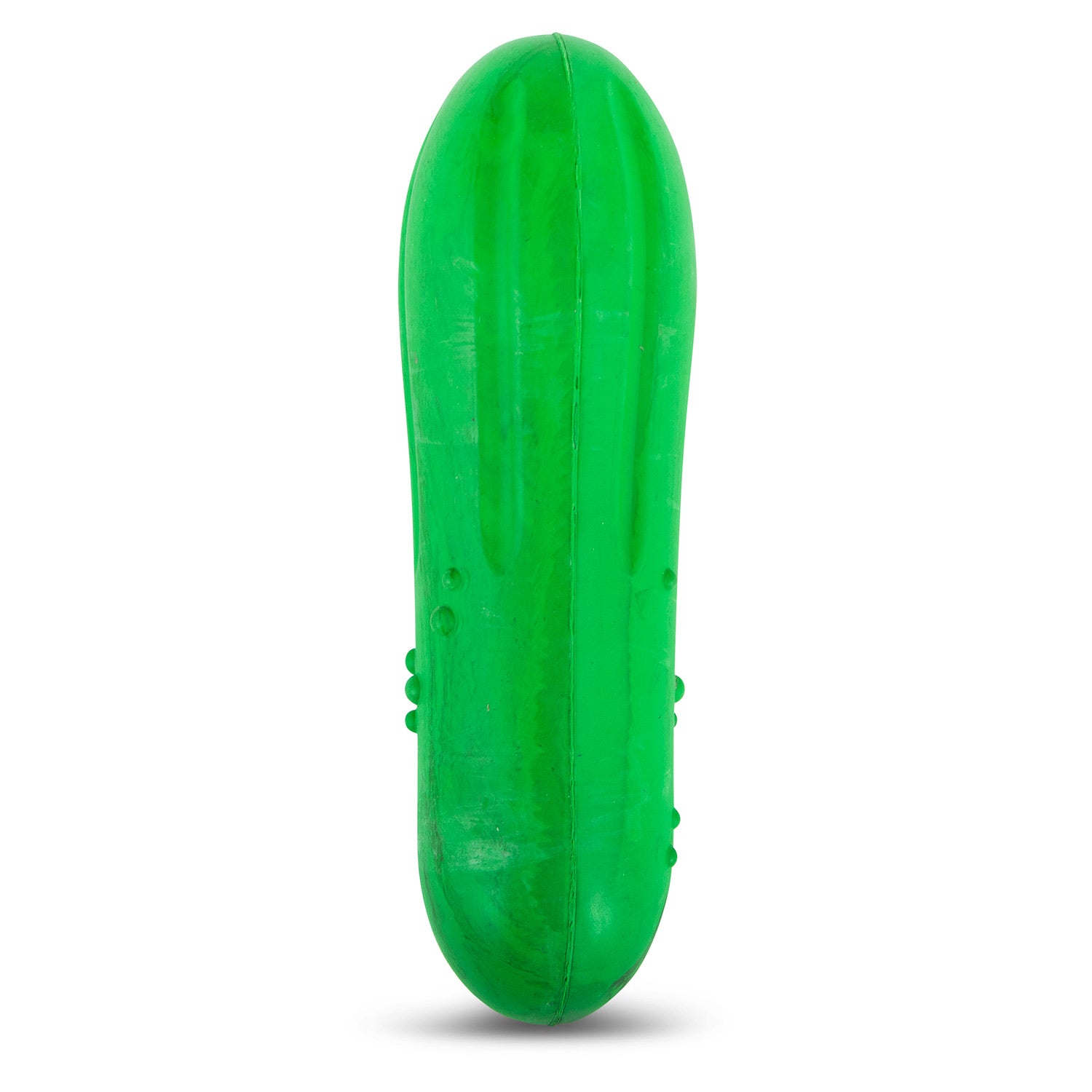 Green natural rubber dog chew toy, upright oval with side texture bumps