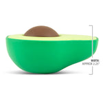 Avocado-shaped floating rubber dog chew toy, lime green with brown top insert