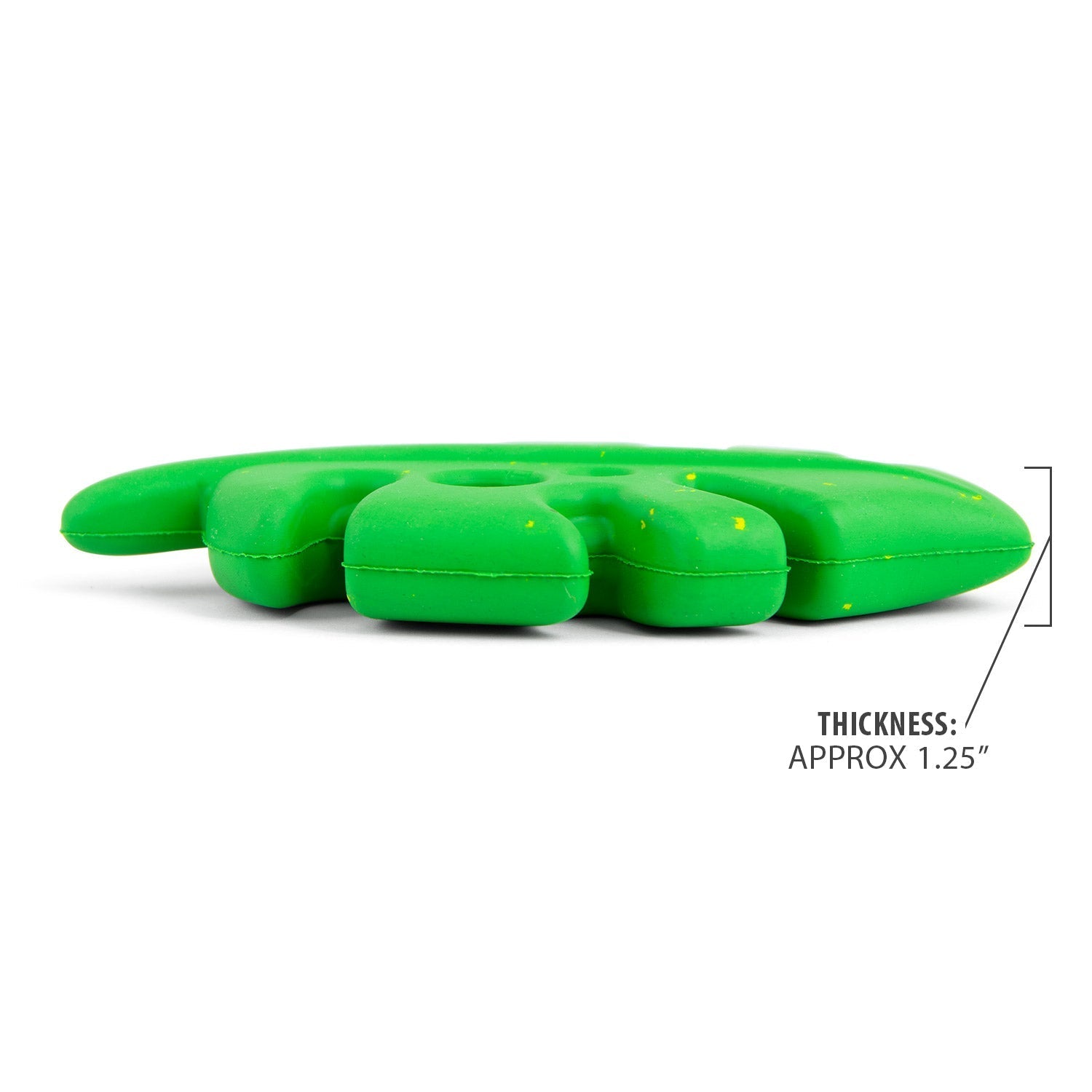 Jeffers green leaf-shaped natural rubber dog chew toy, side view