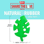 Jeffers green leaf-shaped natural rubber dog chew toy on packaging card