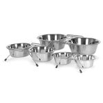 Stainless steel pet bowls with low wire stand, multiple bowls