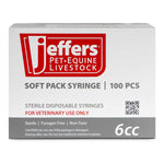 Jeffers Pet-Equine soft pack syringe box, Luer Lock, 6 cc, 100 pcs