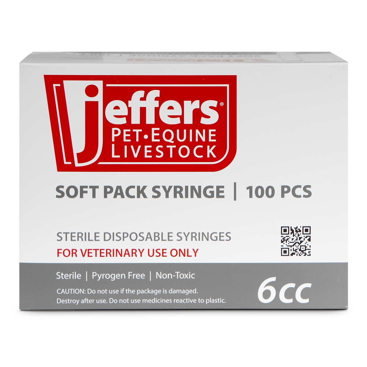 Jeffers Pet-Equine soft pack syringe box, Luer Lock, 6 cc, 100 pcs